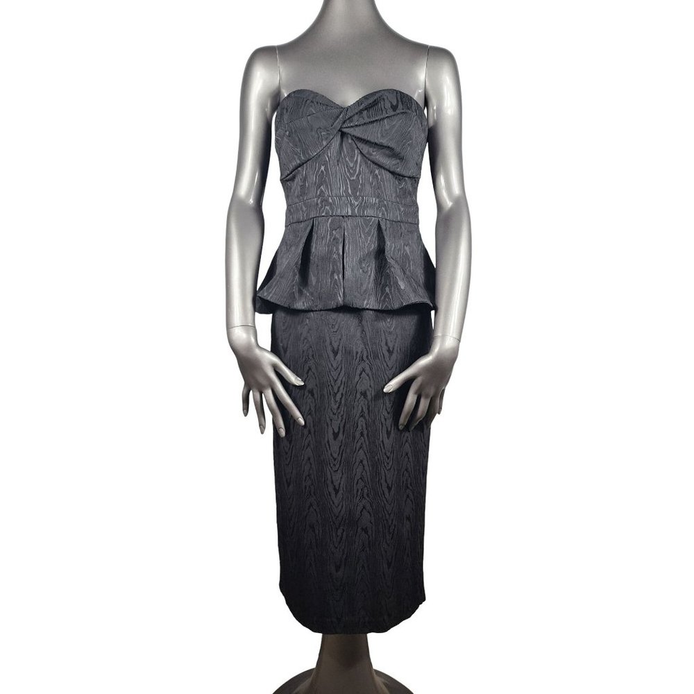 Veronica Beard NWT Strapless Black Dress 12 Peplum Allyson Silver Zip - Picture 3 of 6